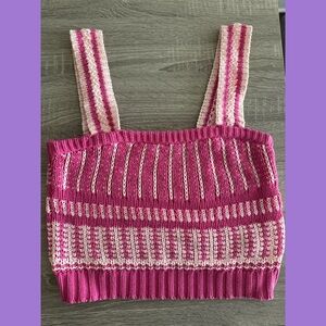 NWT Pink barbie style Striped cropped Tank Top